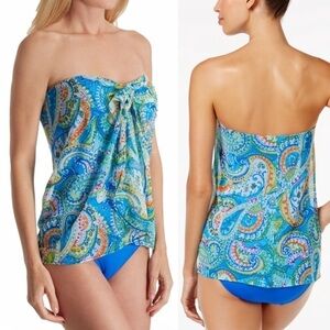 LAUREN RALPH LAUREN CARNIVALE MULTIWAY FLYAWAY 1 PIECE BANDEAU BATHING SWIMSUIT